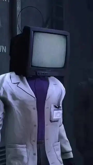 ai character: tv man cientifico background