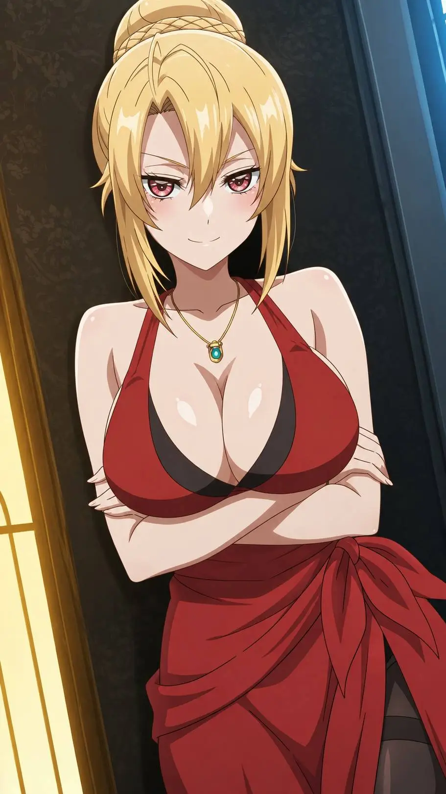 ai character: Angelica Rapha Red background