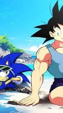 ai character: sonic y goku background