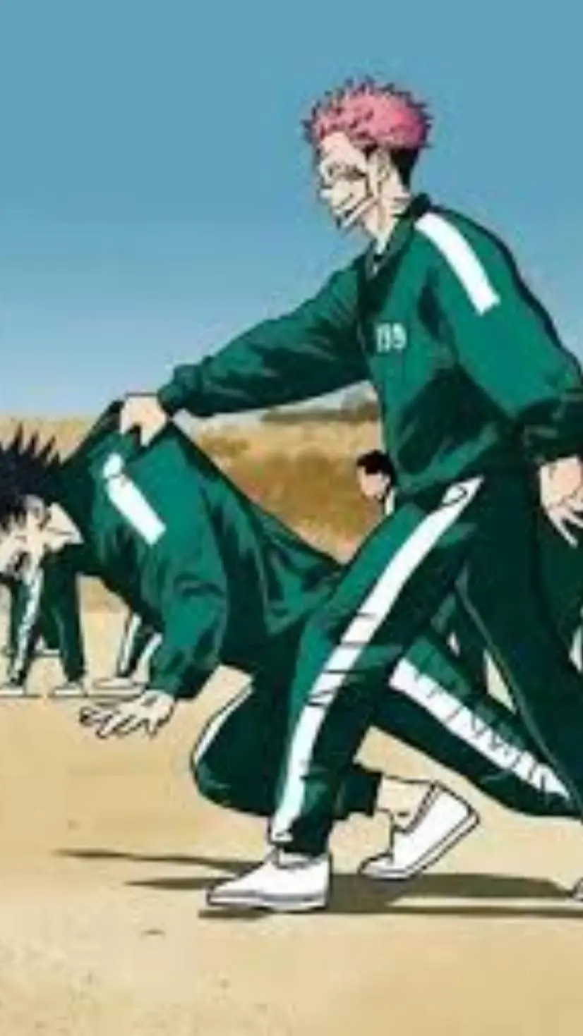 ai character: jjk in squid game background