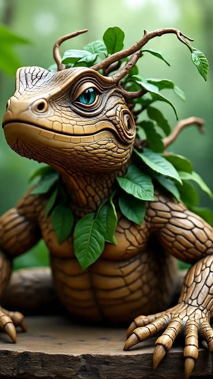 ai character: lagarto de planta background