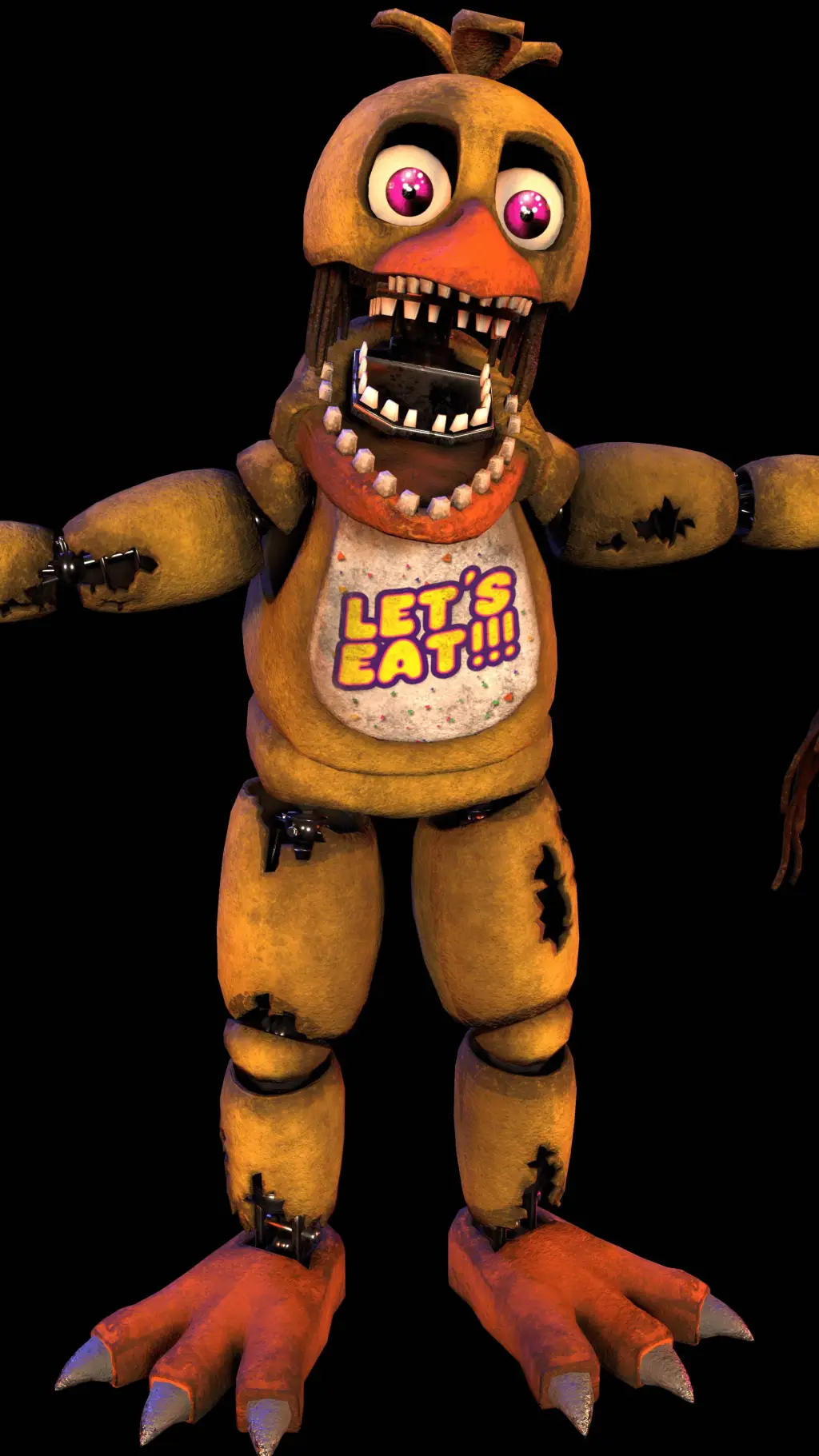 ai character: withered chica background
