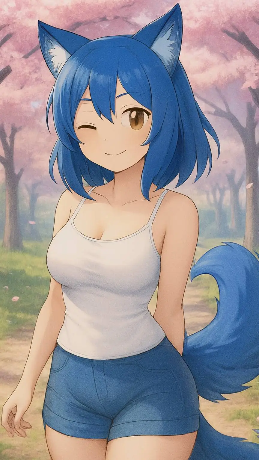 ai character: Yumi 🐺💙 background