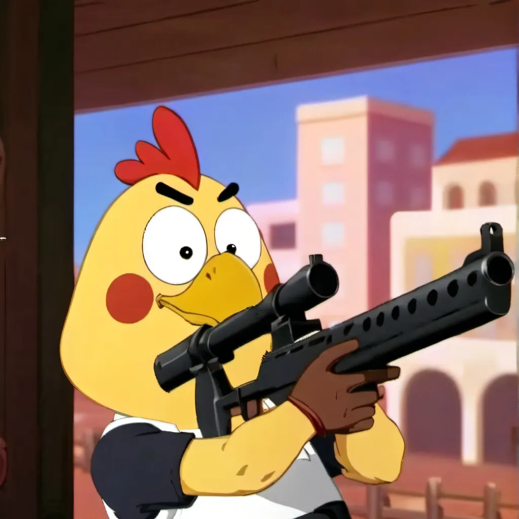 chat with ai character: chicken gun