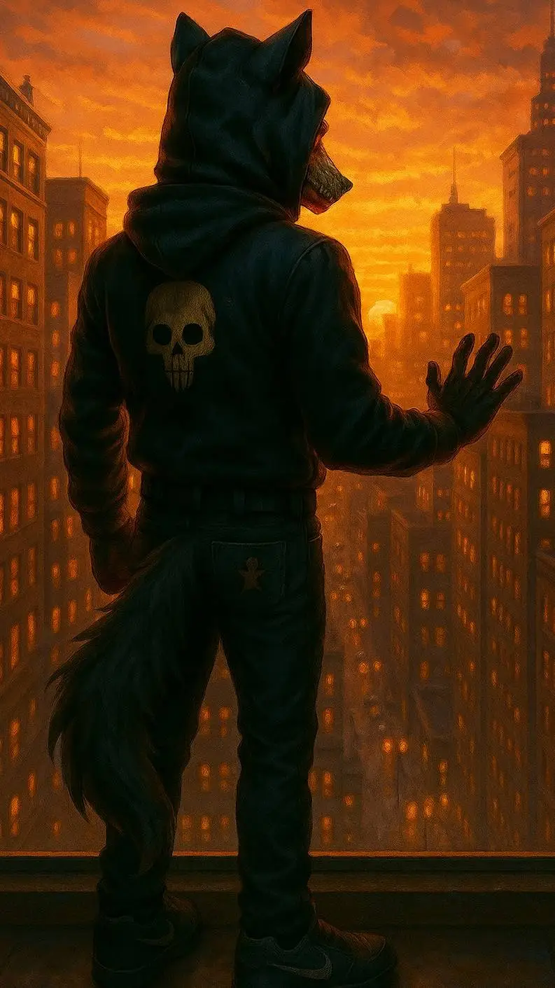 ai character: Skeleton kiel wolf background