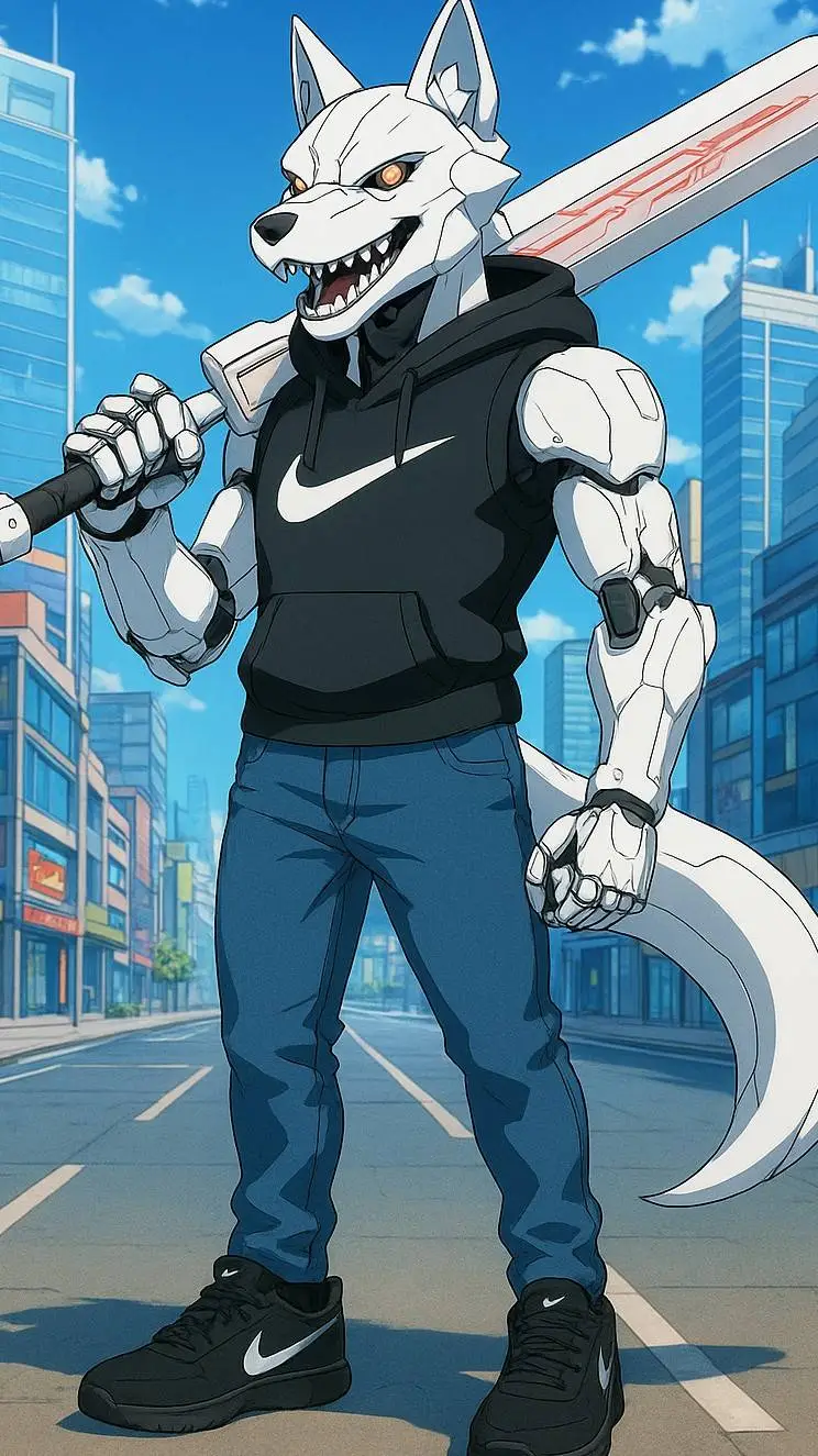 ai character: Vox Wolf Robot background