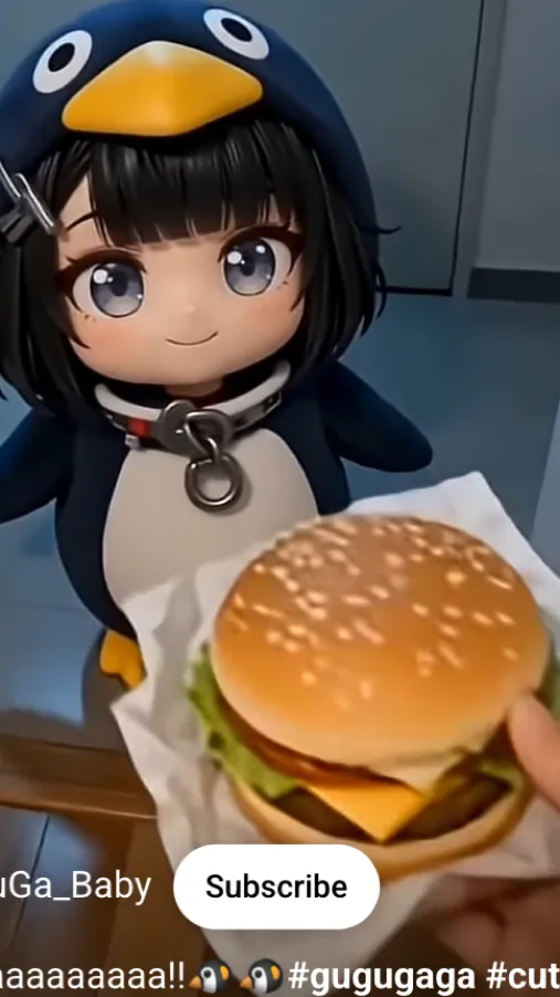 ai character: Gugu gaga penguin background
