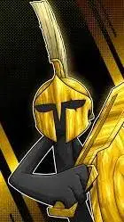 ai character: golden spearton background