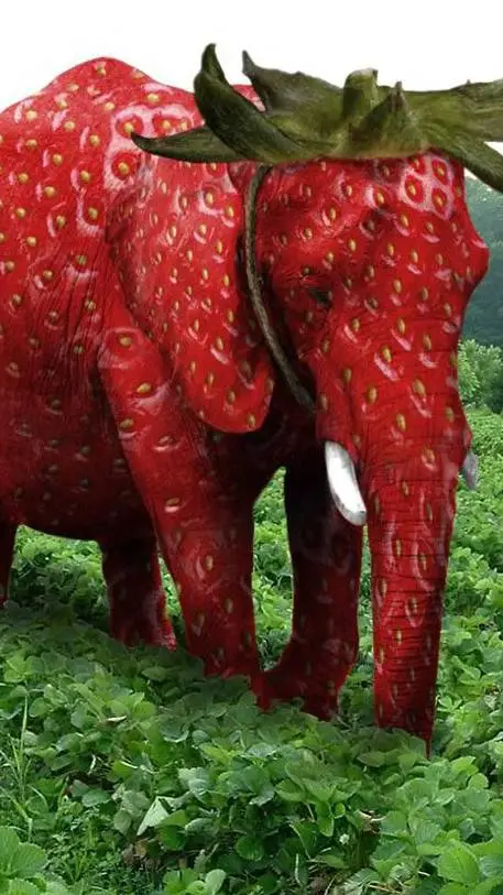 ai character: strawberryelephant background