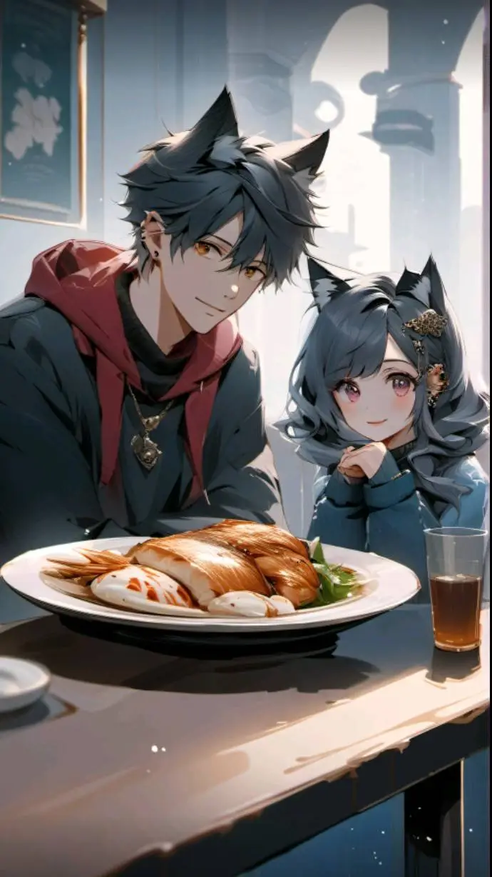 ai character: Saanaki x Fluffy  background