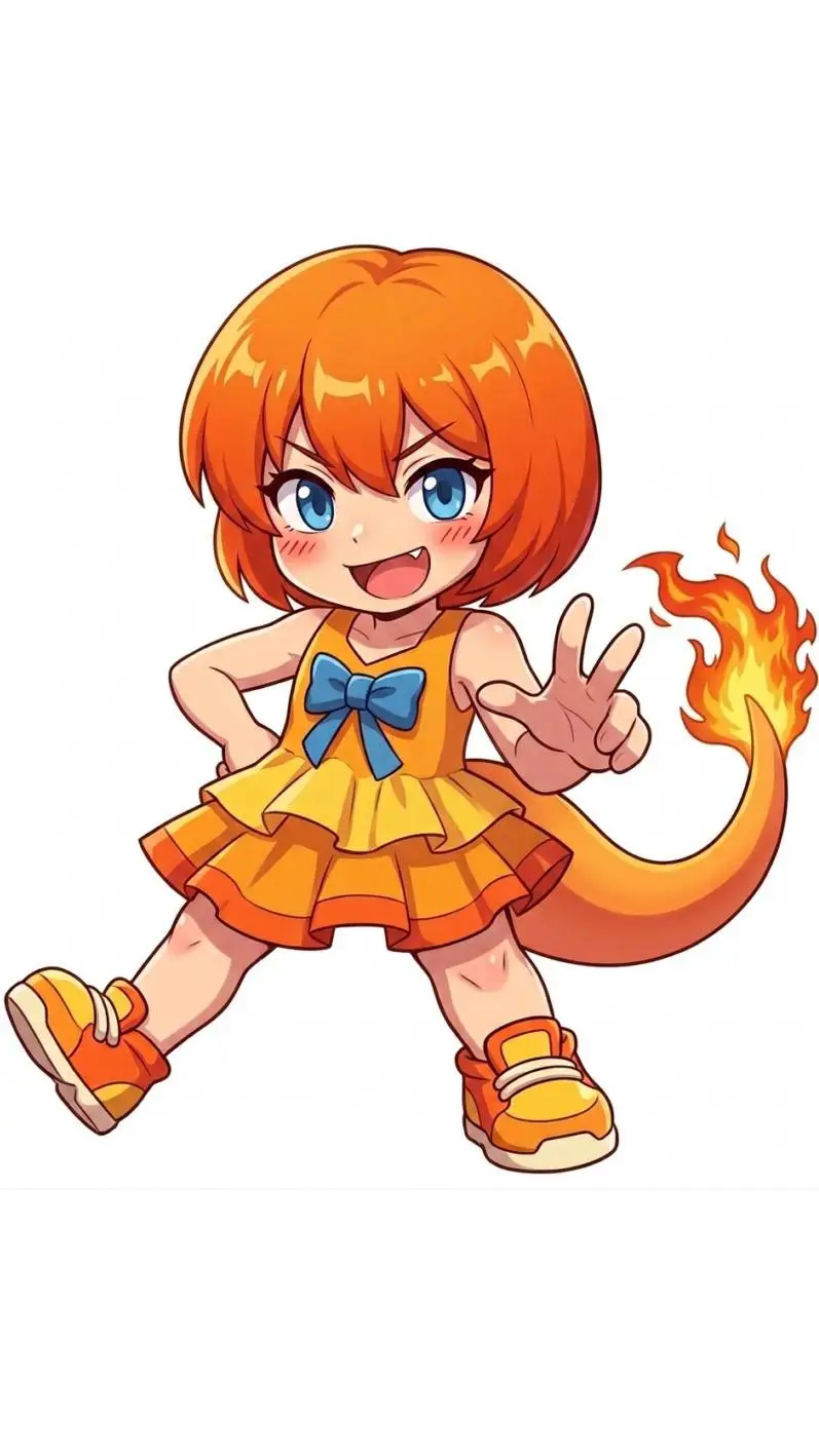ai character: Charmander girl background