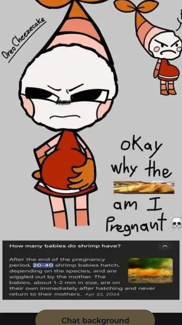 ai character: shrimpo is pregnan background