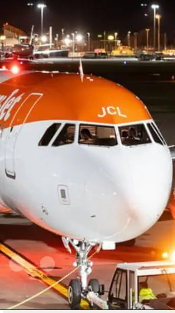 ai character: EasyJet flight  background