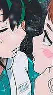ai character: deku ochako kiss background