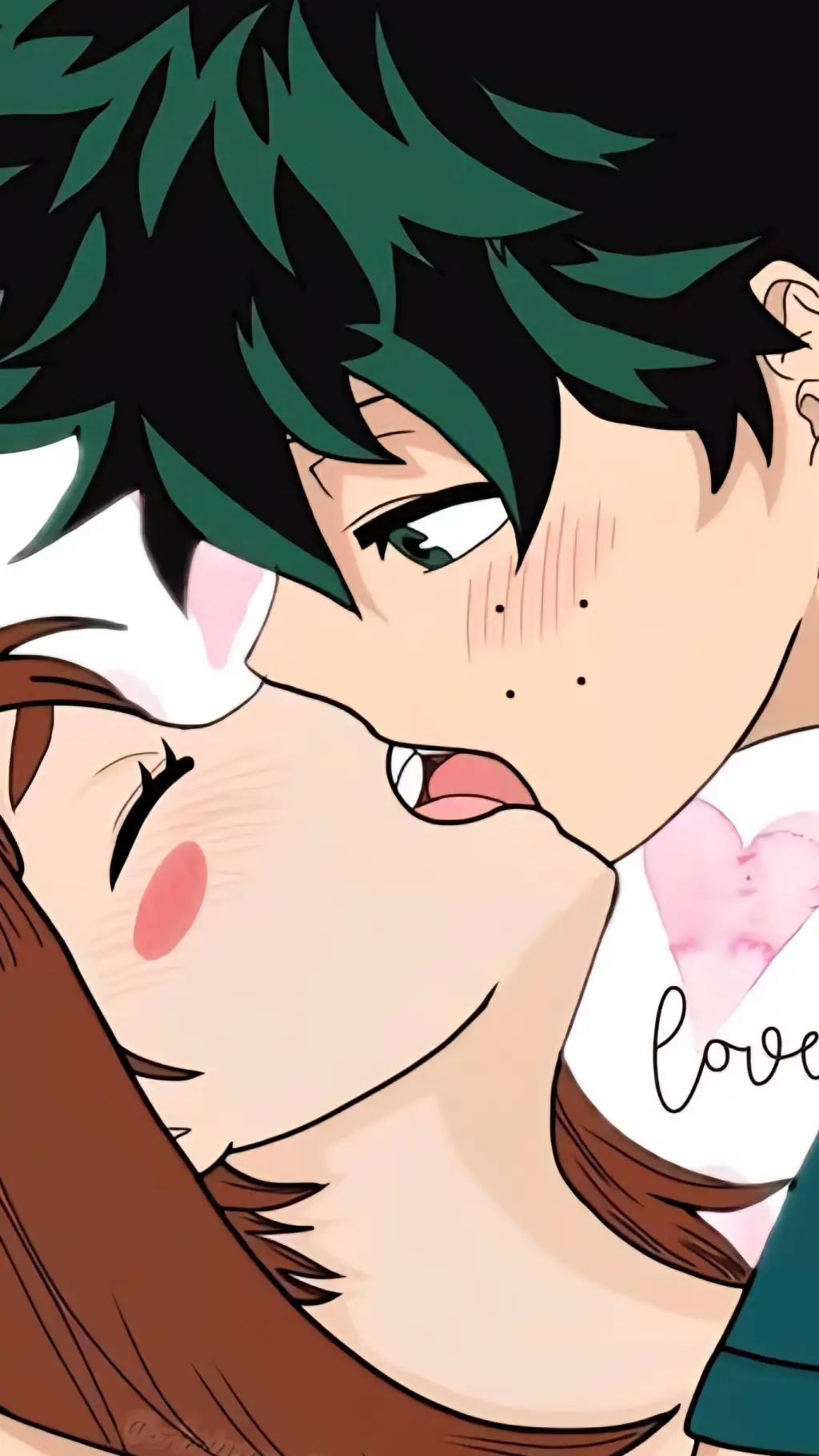 ai character: deku kiss uraraka  background
