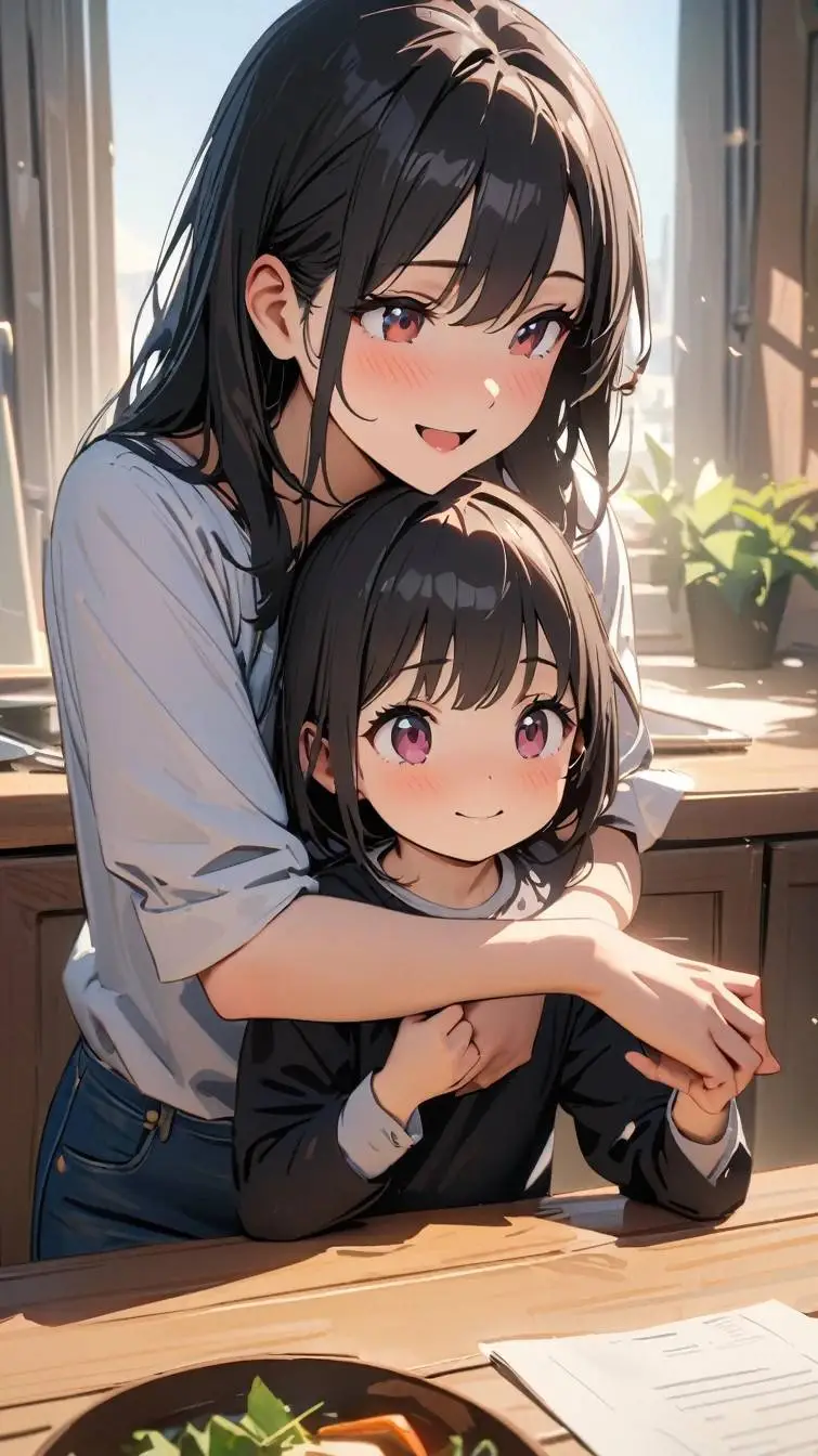 ai character: Mamá y Hermana background
