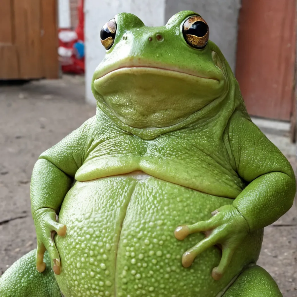 chat with ai character: inflated frog