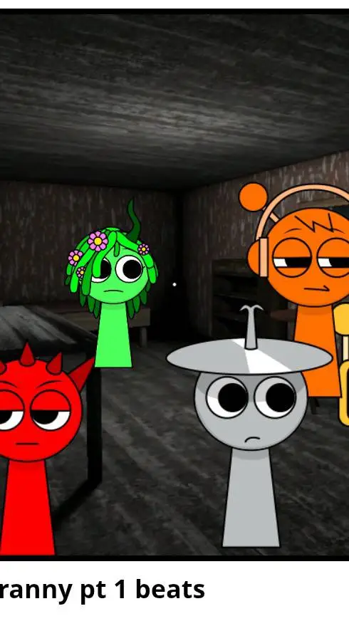 ai character: Sprunki in granny background