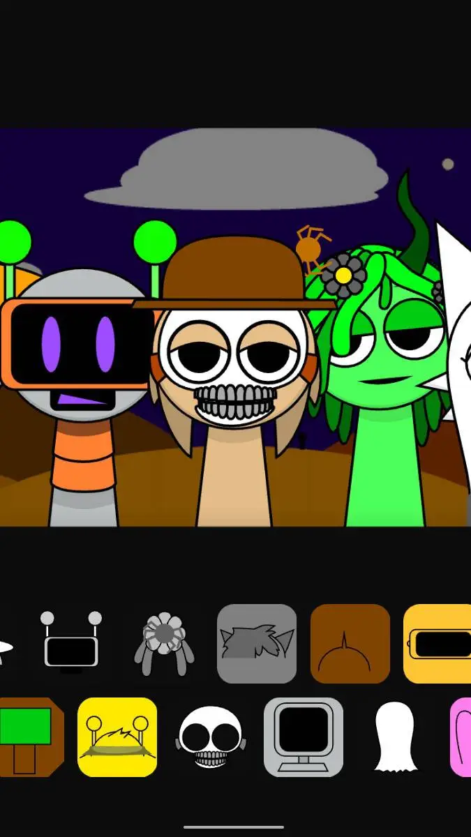 ai character: Sprunki Halloween background