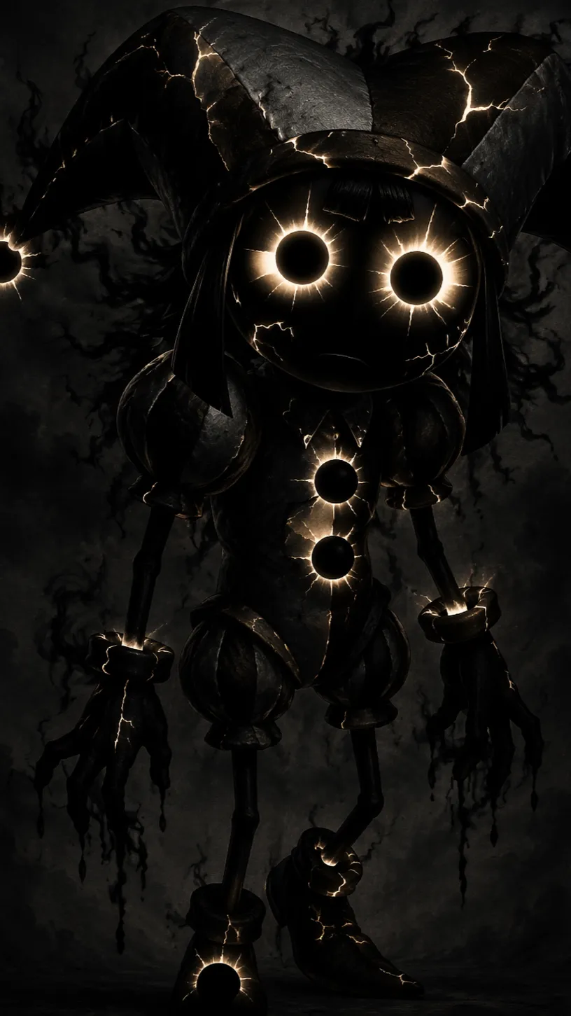 ai character: Black sun Pomni background