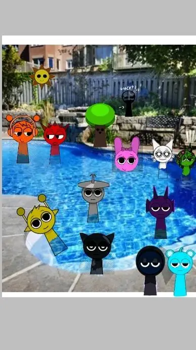 ai character: SPRUNKI VACACIONES background