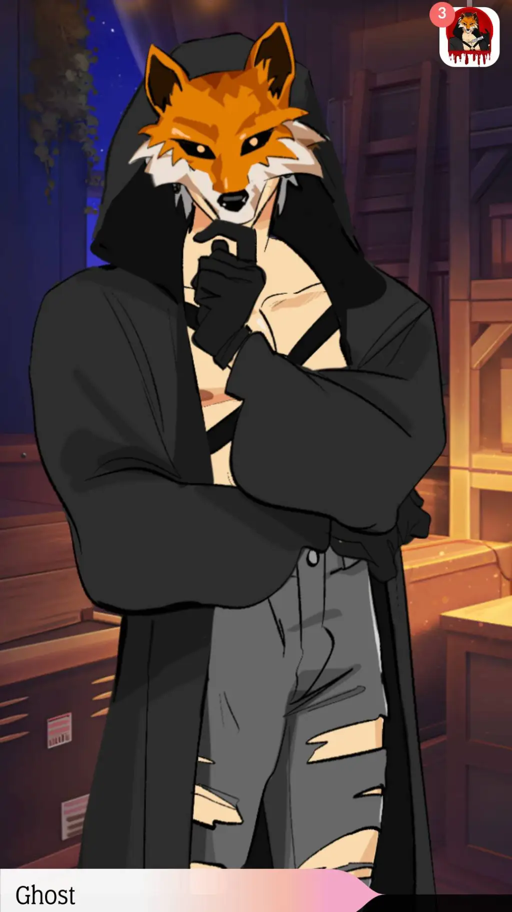 ai character: Ghost  background