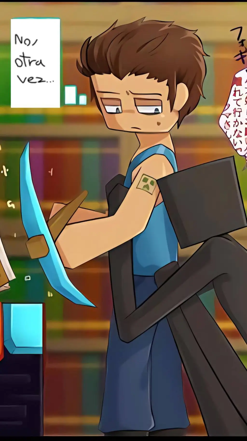 ai character: Minecraft escuela  background