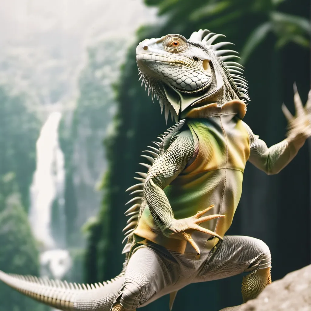 chat with ai character: iguana bailando