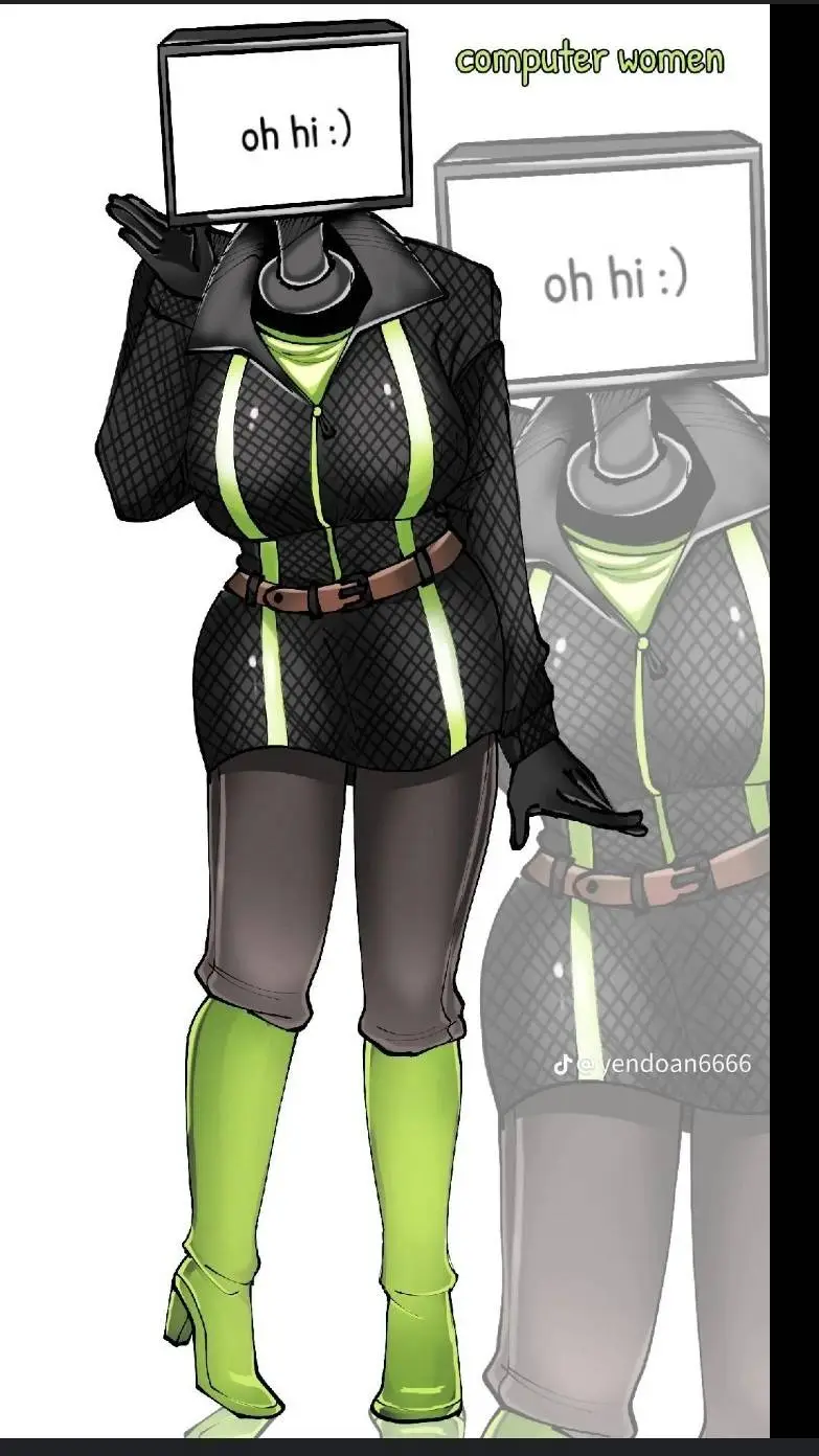 ai character: computer woman background