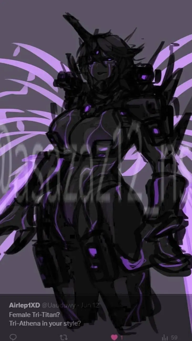 ai character: Tri titan woman  background