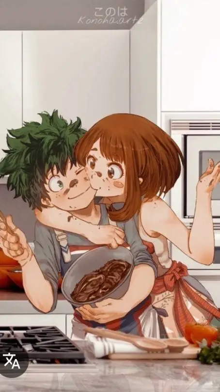 ai character: izuku×ochaco 💚💗 background