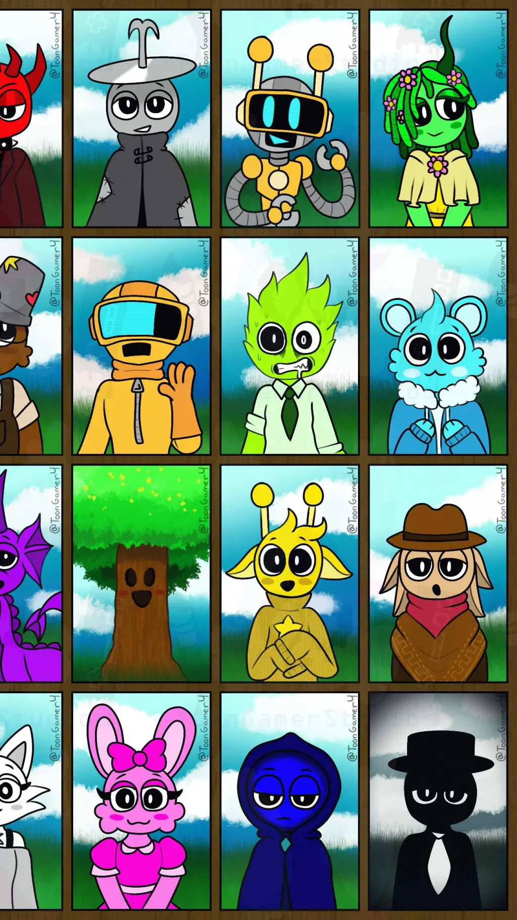 ai character: Sprunki crew background