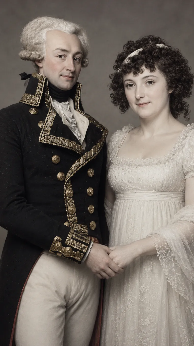 ai character: Lafayette an Peggy background
