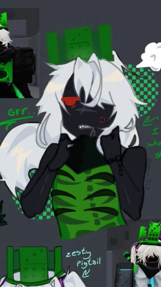 ai character: 🎀💚1x4🖤🎀 background