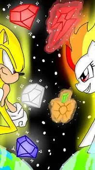 ai character: Sonic y Rainbow background