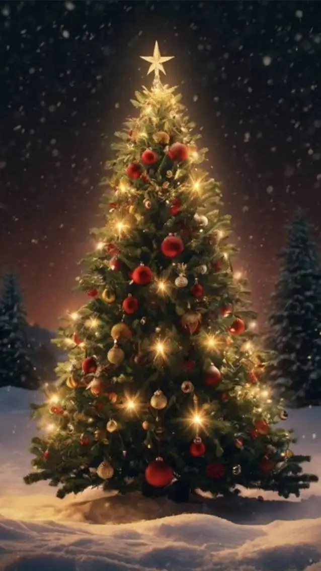 ai character: christmas tree background