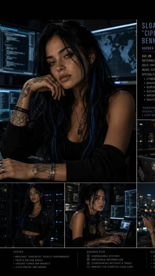 ai character: Sloane Bennett  background
