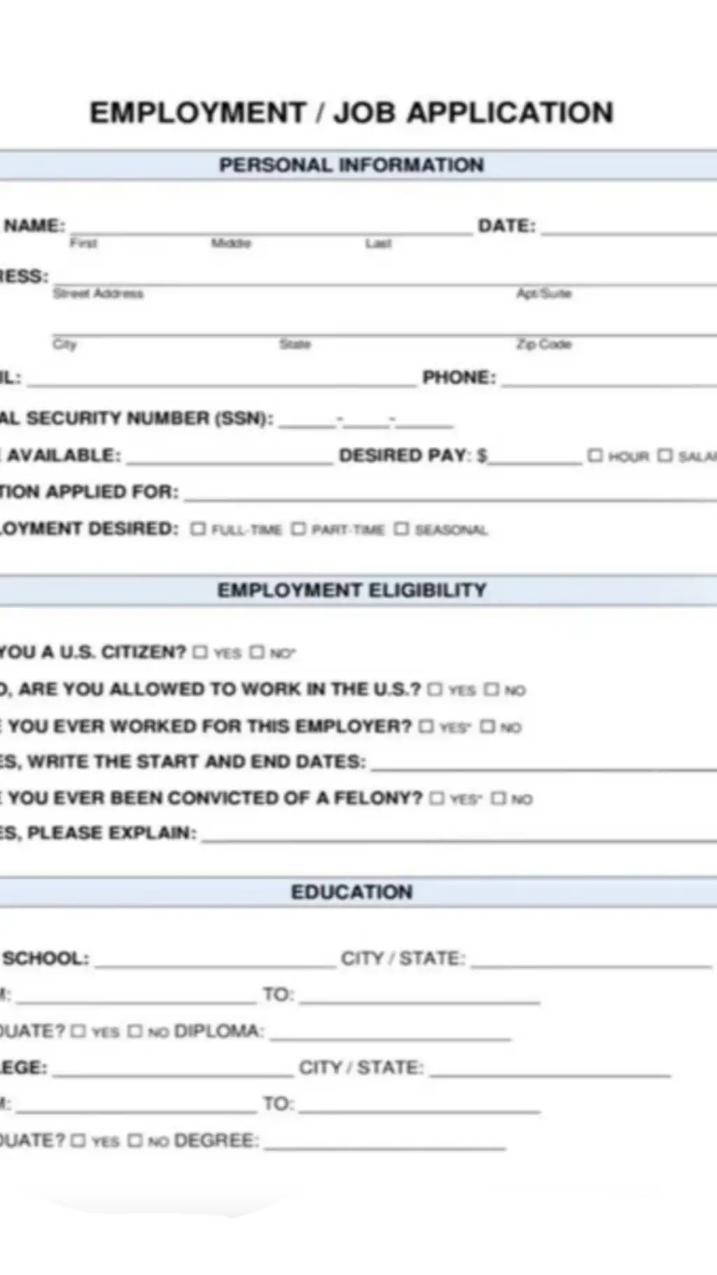 ai character: job application background