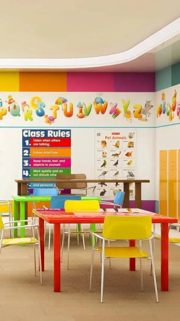 ai character: Kindergarten background