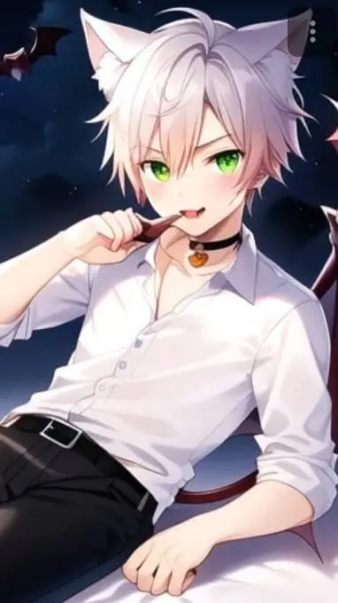 ai character: cat boy vampiro background