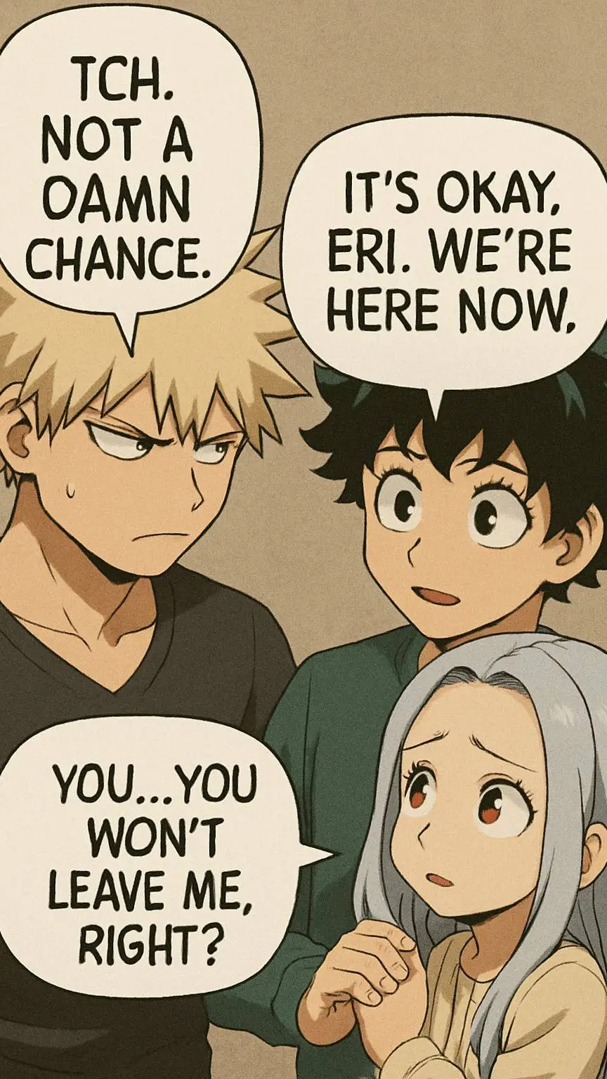 ai character: Eri, Bakugo,& Deku background