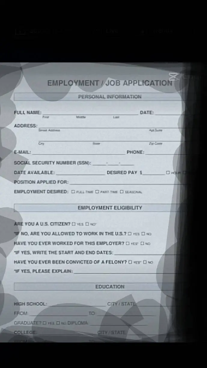 ai character:  job application background
