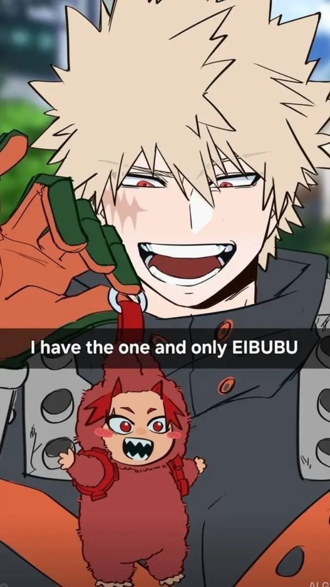 ai character: kiribaku~labubu background