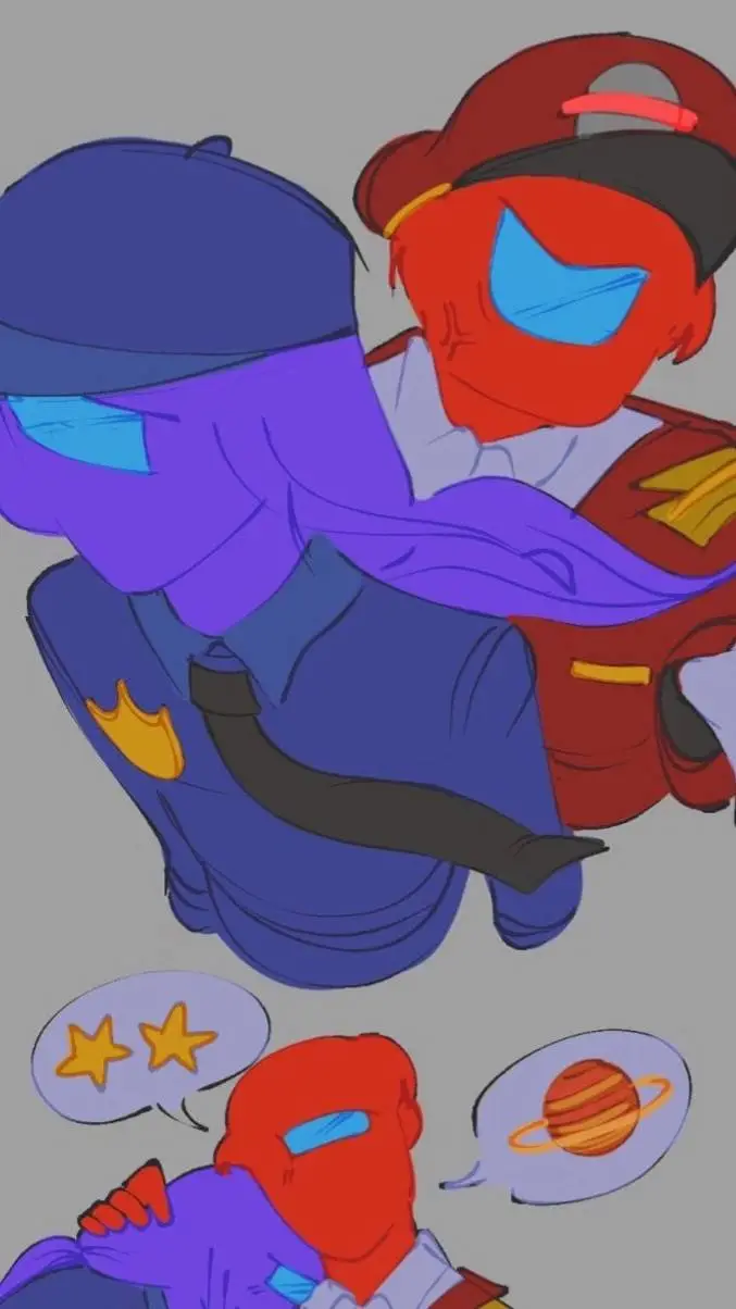 ai character: red x purple background