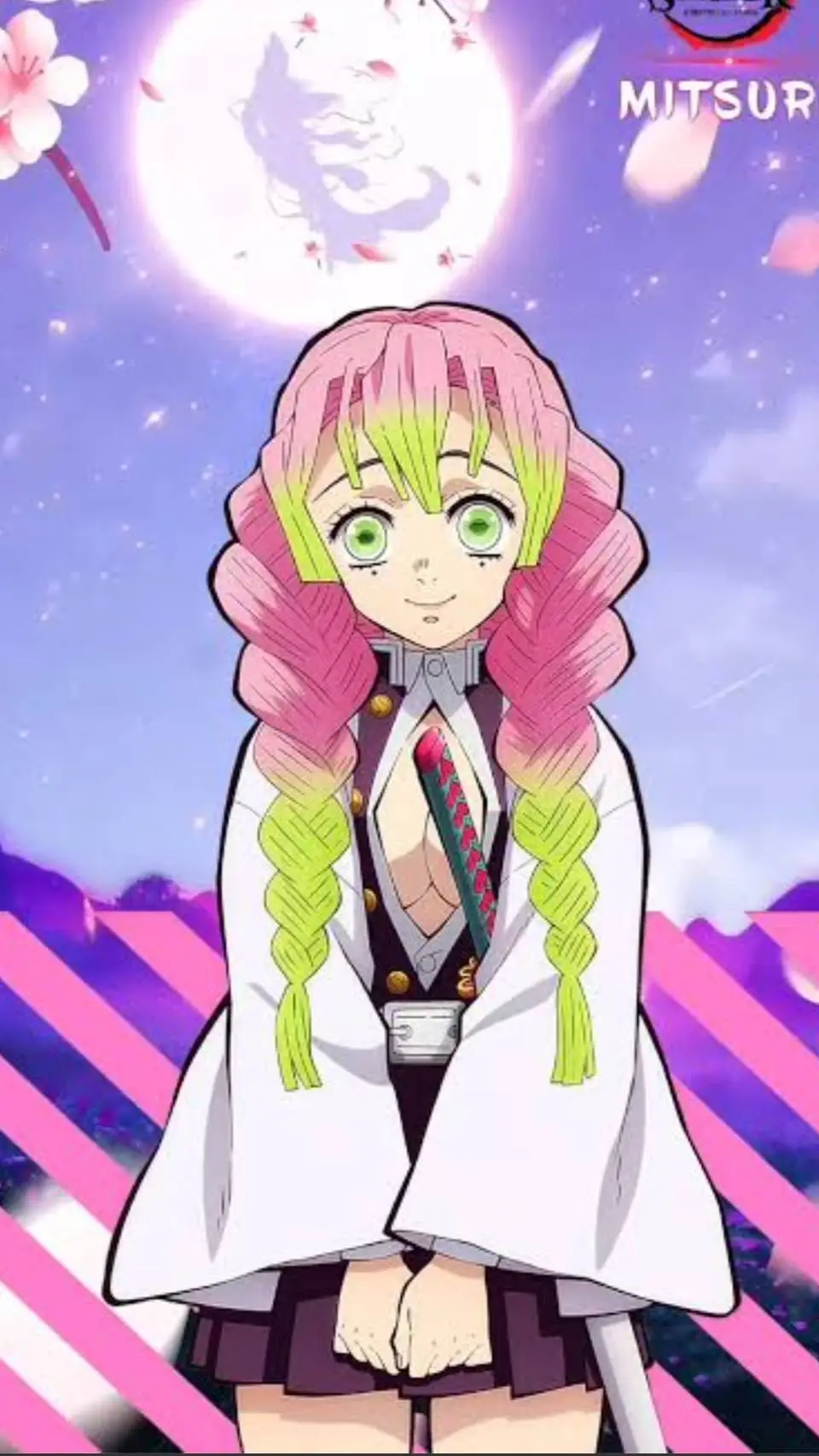 ai character: Mitsuri Kanroji 🩷💚 background