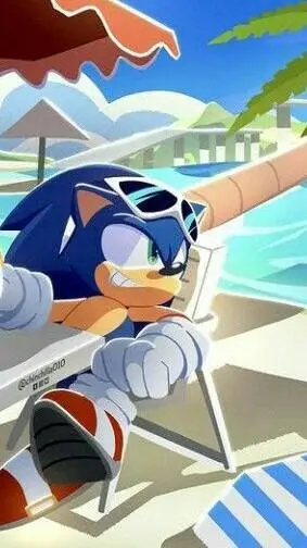 ai character: Sonic beach day 2! background