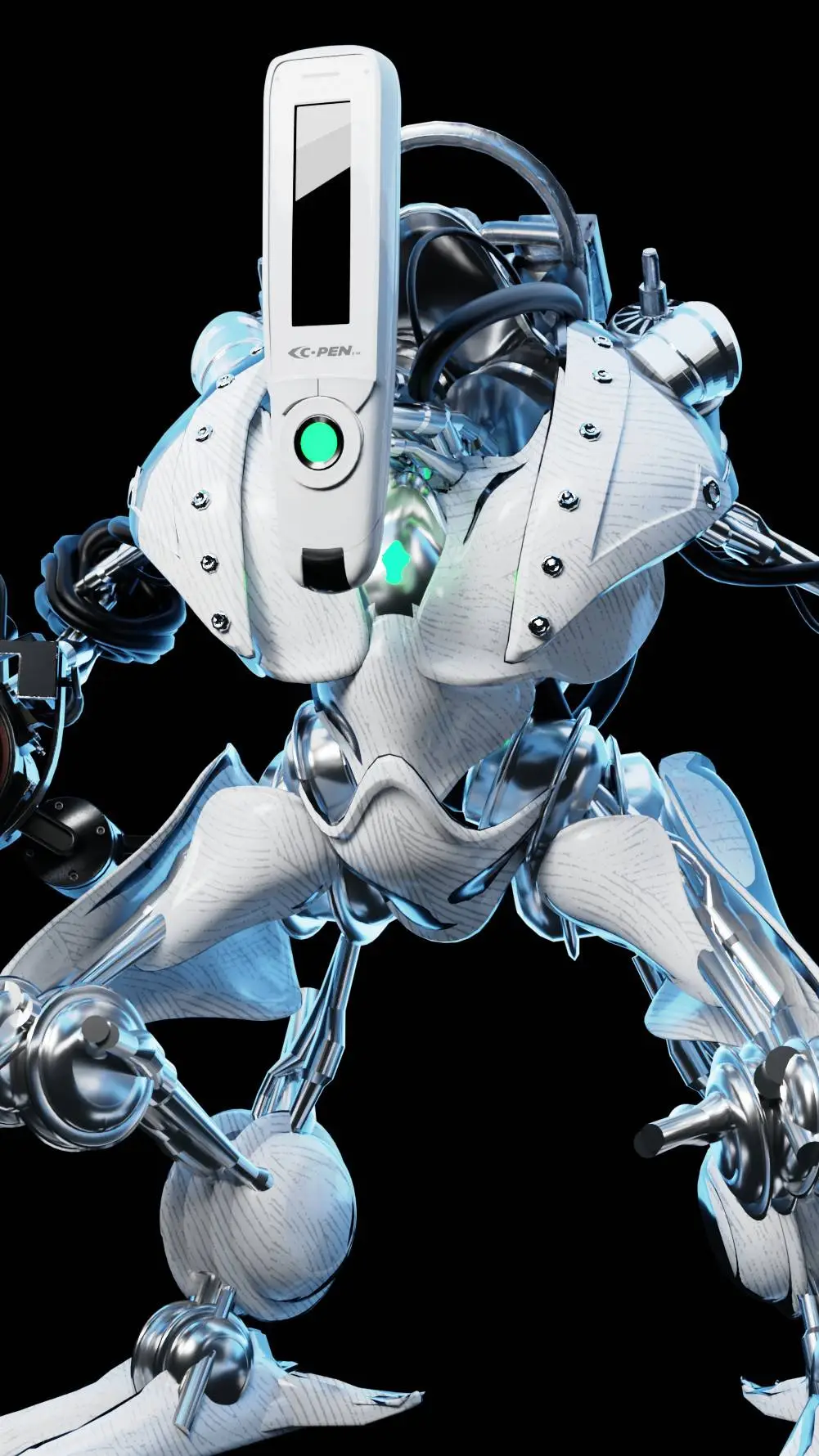 ai character: 2 robots, 1 goal background
