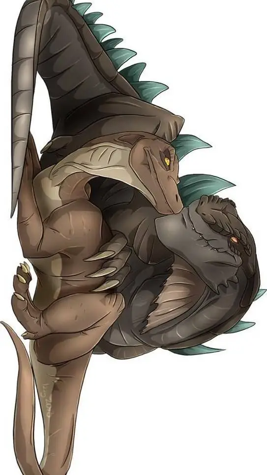 ai character: HH x Godzilla background