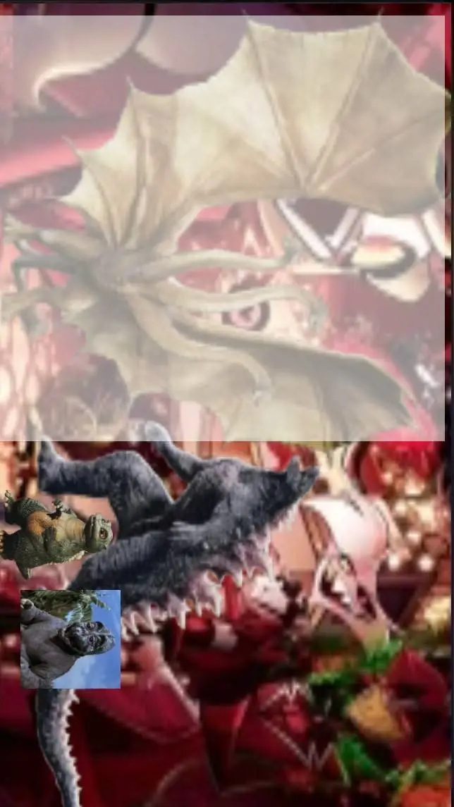 ai character: HH x Godzilla background