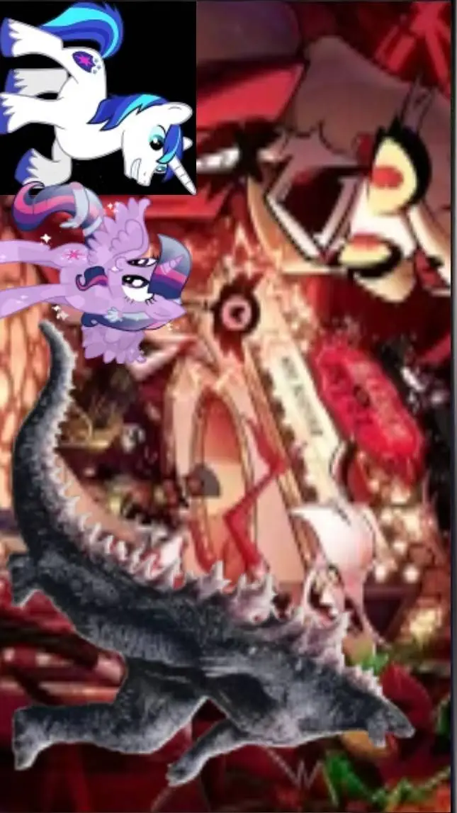 ai character: HH×MLP×Godzilla background